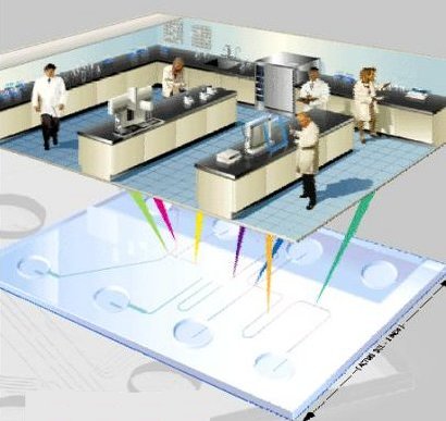 >Conceito de Lab-on-a-Chip.(www.science.org.au).