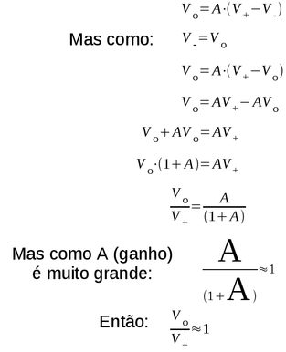 Entendendo a equação de um circuito Seguidor de Voltagem a partir da equação original do AO.