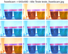 Modificação nas cores da imagem com capturas sucessivas usando o comando fswebcam -r 640x480 --title Teste teste_fswebcam.jpg.