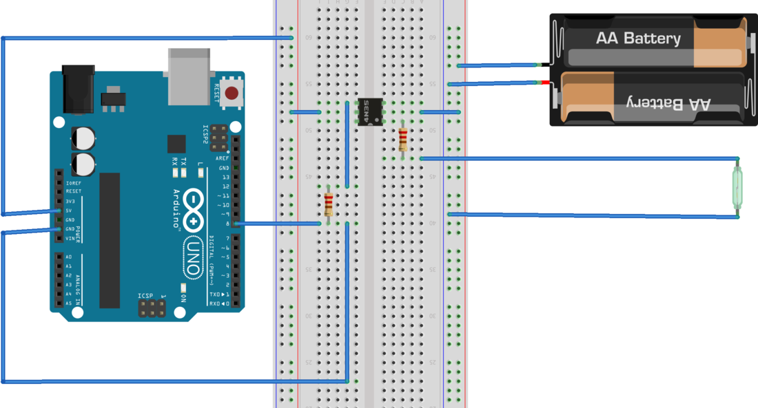 Montagem em protoboard do circuito do pluviômetro com o uso de um acoplador óptico..